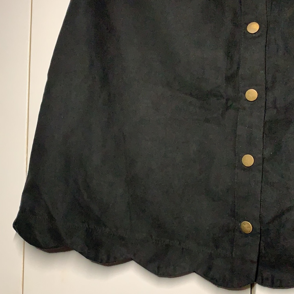 Black Suede Scallop Trimmed Skirt - Picture 2 of 8